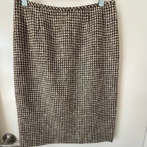 Anne Klein Sz. 6 Brown/Cream Pencil Skirt Work Business Tweed Wool Academic